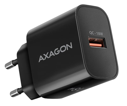 Ładowarka i akumulator AXAGON ACU-QC18  QC 18W, 1x port USB-A, QC3.0/AFC/FCP/SMART Czarna